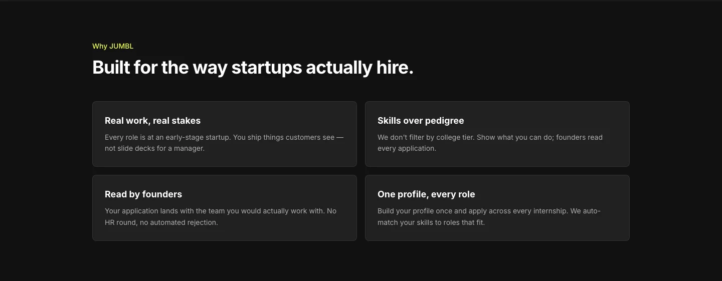 Jumbl — built for the way startups actually hire
