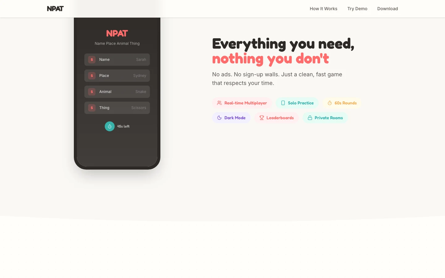 NPAT — real-time multiplayer, leaderboards, no ads or sign-up walls