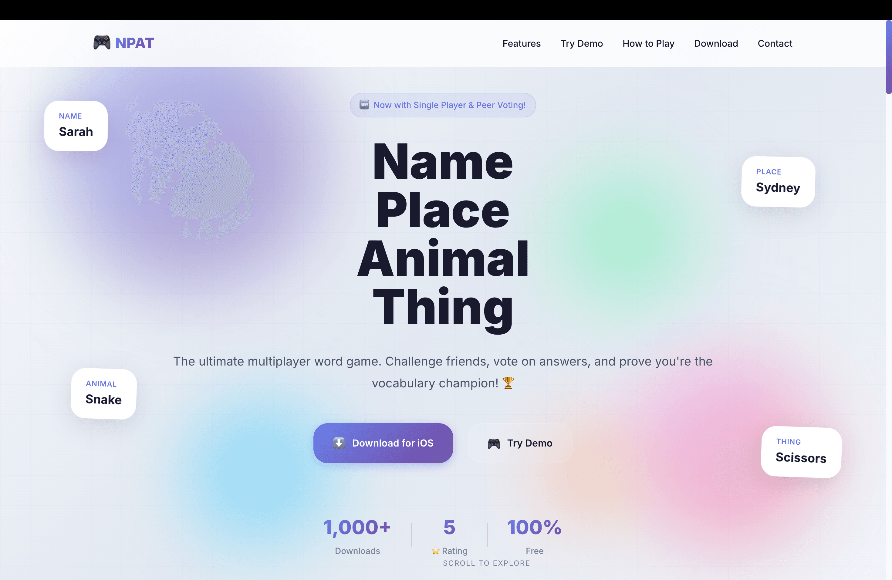 Name Place Animal Thing